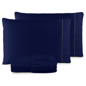 Conjunto de Lençóis QUEEN 3 Peças - 400 Fios Micropercale com Ponto Palito