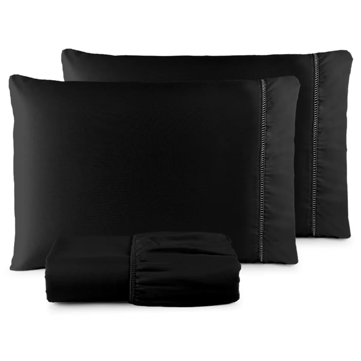 Conjunto de Lençóis QUEEN 3 Peças - 400 Fios Micropercale com Ponto Palito