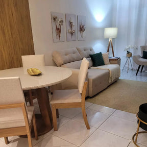 Abajur de Chão Tripé 1,50m com Cúpula de Linho | Elegância e Aconchego Para Sua Sala