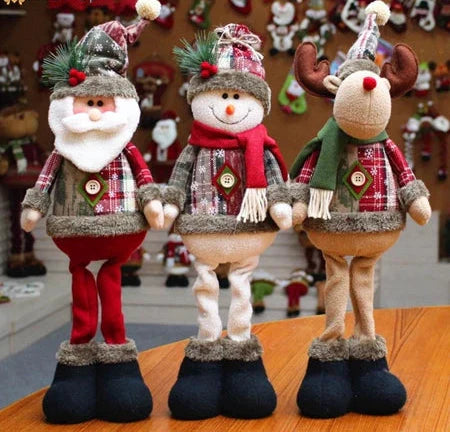 Trio Encantado de Natal – Papai Noel, Boneco de Neve e Alce Decorativos