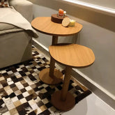 Kit 2 Mesas Laterais Monopé Design Orgânico em Madeira – Alturas 31cm e 41cm | Cor Mel